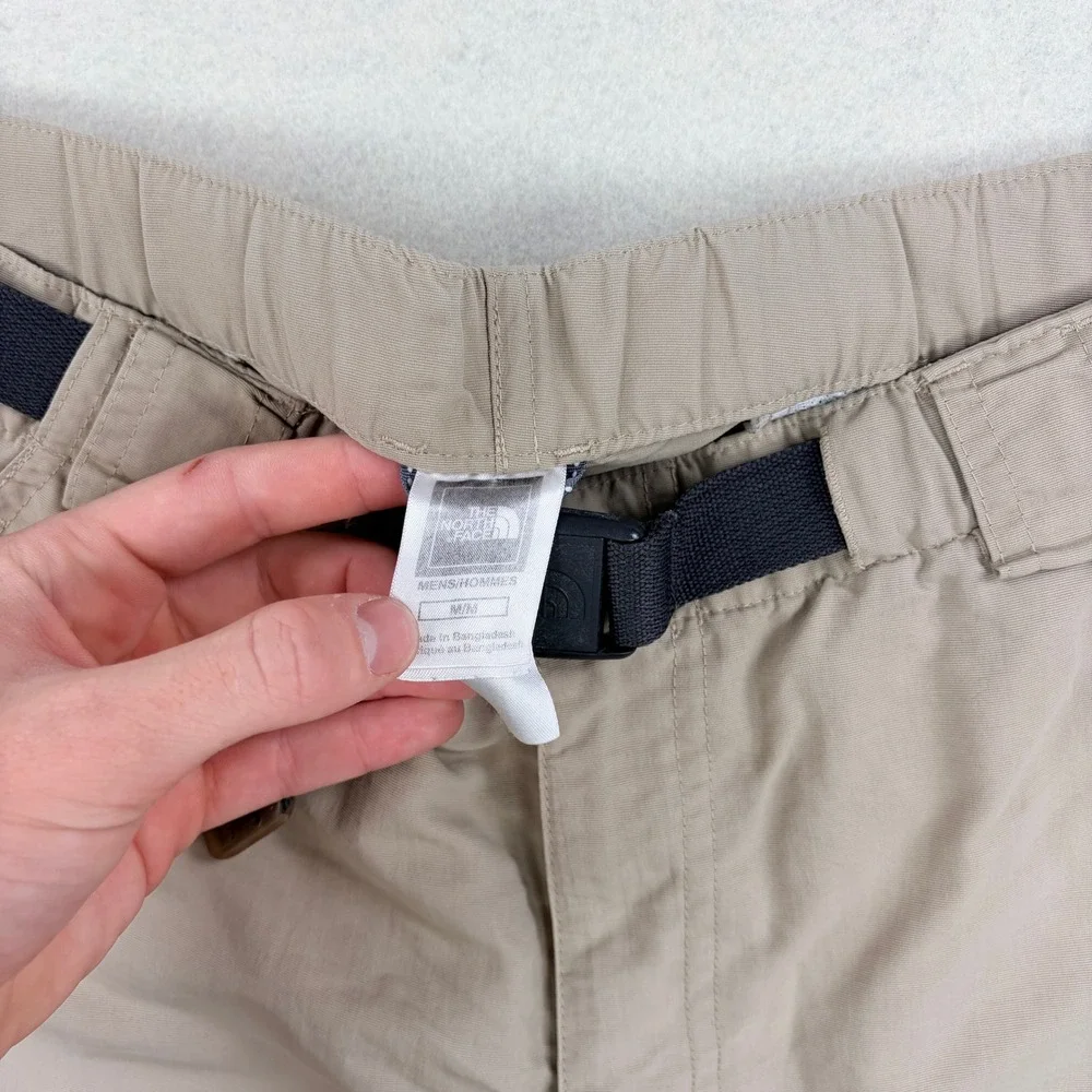 The North Face Mens Tan Khaki Nylon Cargo Hiking Shorts Integrated Belt Size M